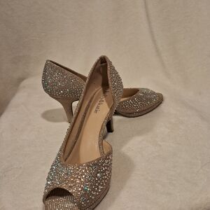 Kelli And Katie Sparkling Rhinestone Peep-Toe Heels